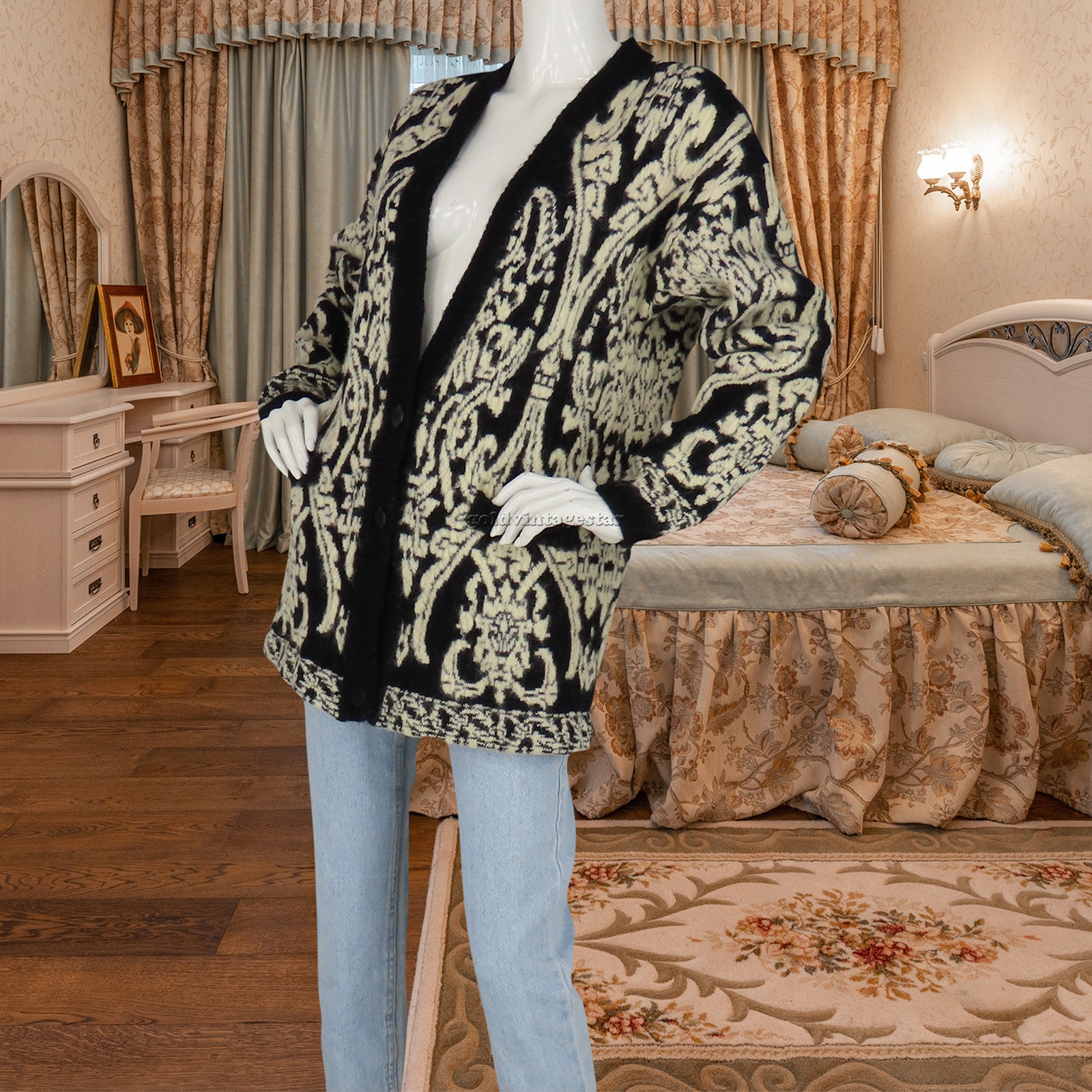 Vintage Baroque Chic Mohair Cardigan Xl Street Luxe